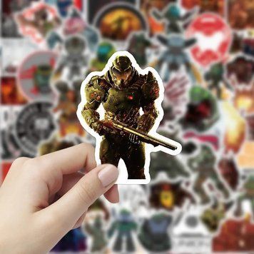 Виниловые стикеры наклейки doom game 10 шт а054/10 фото