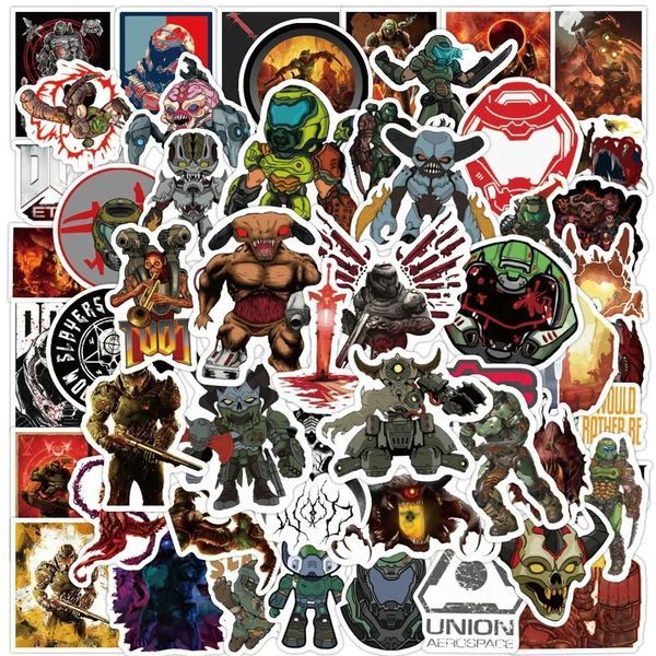 Виниловые стикеры наклейки doom game 10 шт а054/10 фото