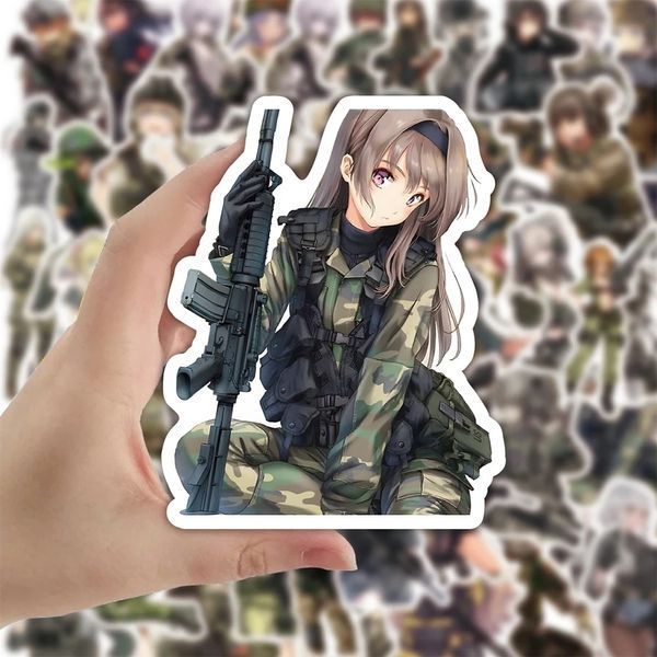 Вінілові стікери наліпки аніме тян military 10 шт а003/10 фото