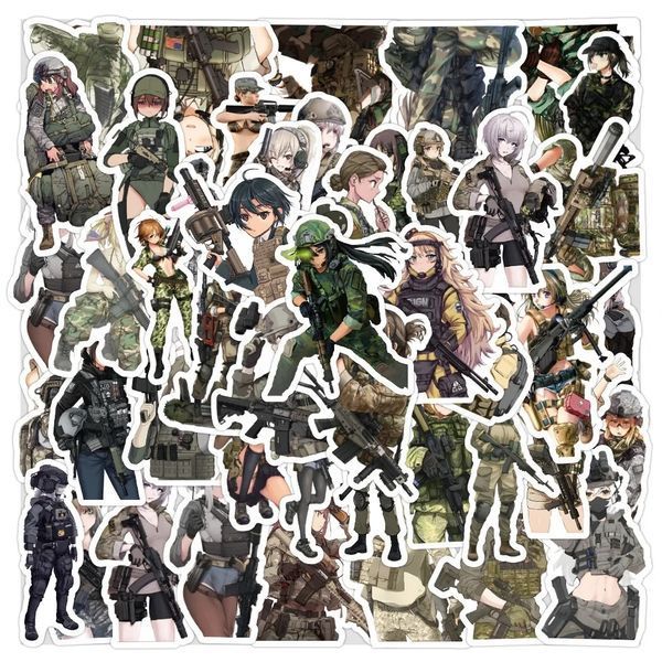 Вінілові стікери наліпки аніме тян military 10 шт а003/10 фото