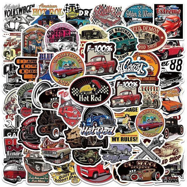 Виниловые стикеры наклейки Muscle car retro 10 шт а205/10 фото