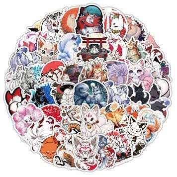 Виниловые стикеры наклейки Kitsune 10 шт а219/10 фото