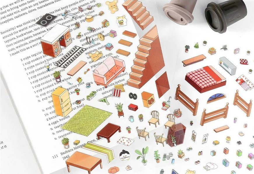 Румбокс наклейки для творчості 3D "Затишний будиночок" набір наліпок антистрес стікерів 3д р105\28 фото