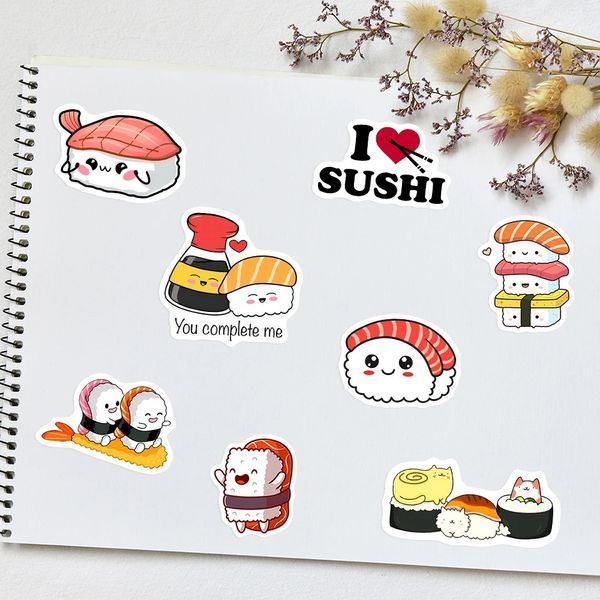 Виниловые стикеры наклейки Sushi Суши 10 шт а102/10 фото